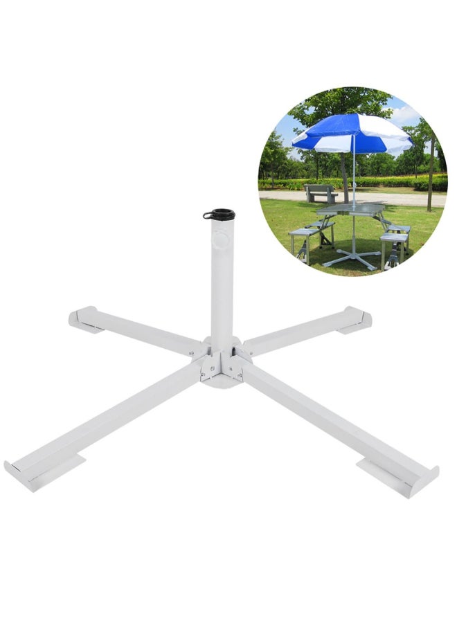 قاعدة صلب متينة ومستقرة بتصميم متقاطع لمظلة الحديقة لون أبيض قطر 122 سم UA2112 - Image 5